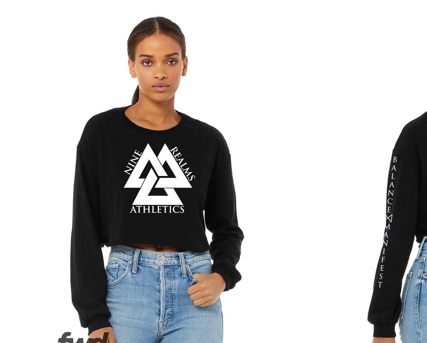 Nine Realms Valknut Women's Long Sleeve Crop